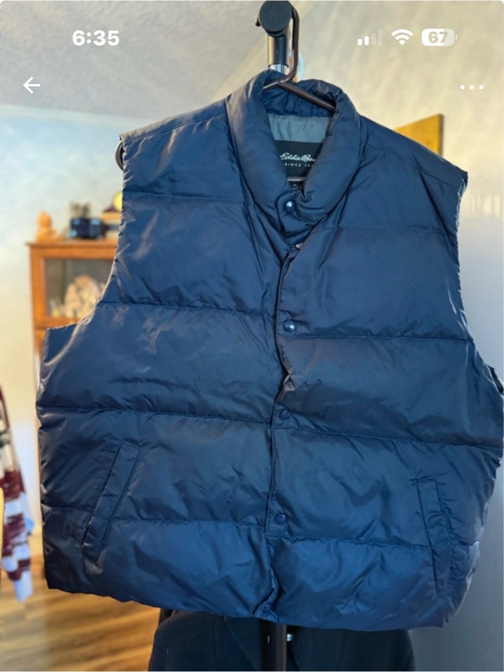 Eddie Bauer Navy Quilted Down Puffer Vest
